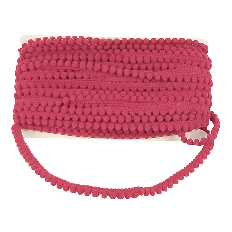 Belagio Enterprises Mini Pom-Pom Trim – Hot Pink – 1/4" Wide, 25-Yard Roll for Sewing, DIY Crafts & Home Décor