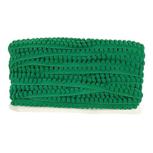Belagio Enterprises Mini Pom-Pom Trim – Emerald Green – 1/4" Wide, 25-Yard Roll for Sewing, DIY Crafts & Home Décor