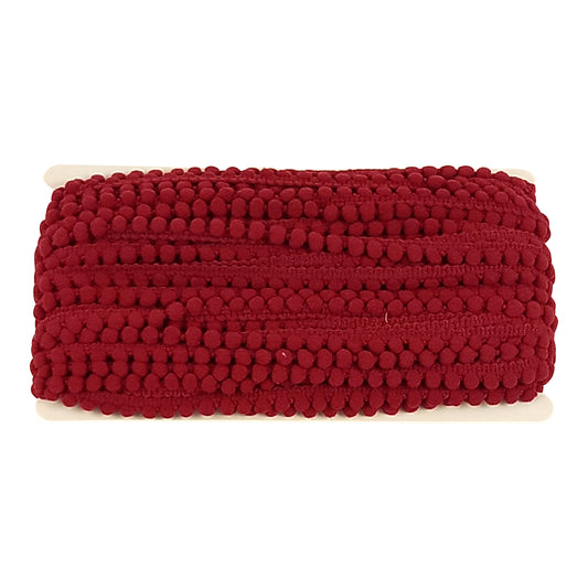 Belagio Enterprises Mini Pom-Pom Trim – Burgundy – 1/4" Wide, 25-Yard Roll for Sewing, DIY Crafts & Home Décor