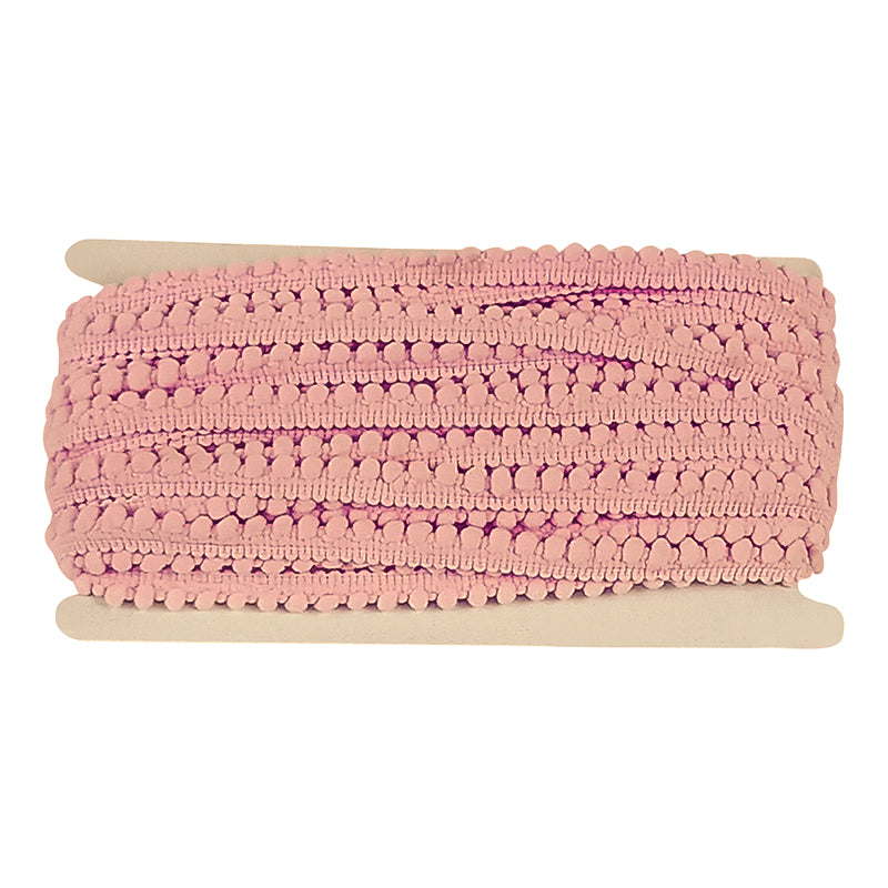 Belagio Enterprises Mini Pom-Pom Trim – Pink – 1/4" Wide, 25-Yard Roll for Sewing, DIY Crafts & Home Décor