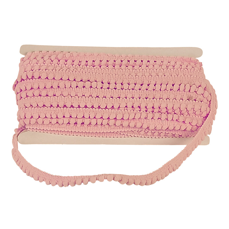 Belagio Enterprises Mini Pom-Pom Trim – Pink – 1/4" Wide, 25-Yard Roll for Sewing, DIY Crafts & Home Décor