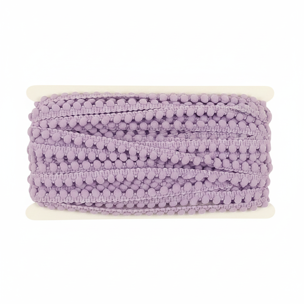 Belagio Enterprises Mini Pom-Pom Trim – Lavender – 1/4" Wide, 25-Yard Roll for Sewing, DIY Crafts & Home Décor