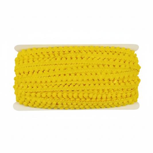 Belagio Enterprises Mini Pom-Pom Trim – Yellow – 1/4" Wide, 25-Yard Roll for Sewing, DIY Crafts & Home Décor