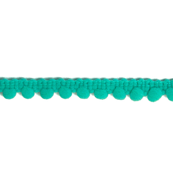 Belagio Enterprises Mini Pom-Pom Trim – Turquoise – 1/4" Wide, 25-Yard Roll for Sewing, DIY Crafts & Home Décor