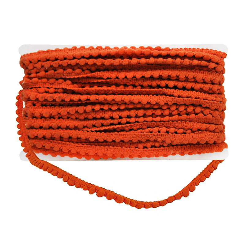 Belagio Enterprises Mini Pom-Pom Trim – Brick Red – 1/4" Wide, 25-Yard Roll for Sewing, DIY Crafts & Home Décor
