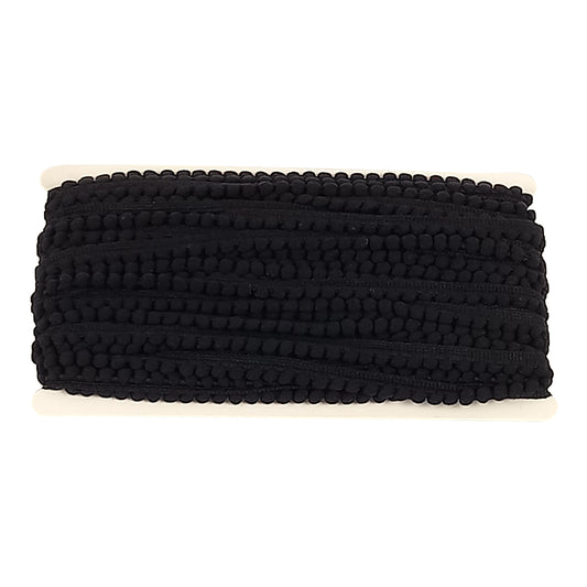 Belagio Enterprises Mini Pom-Pom Trim – Black – 1/4" Wide, 25-Yard Roll for Sewing, DIY Crafts & Home Décor