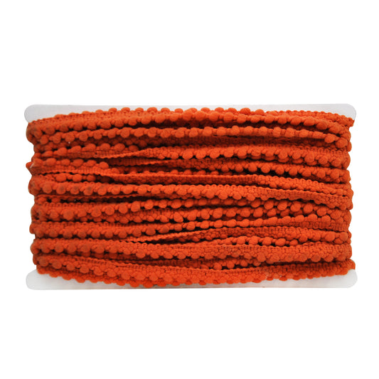 Belagio Enterprises Mini Pom-Pom Trim – Brick Red – 1/4" Wide, 25-Yard Roll for Sewing, DIY Crafts & Home Décor