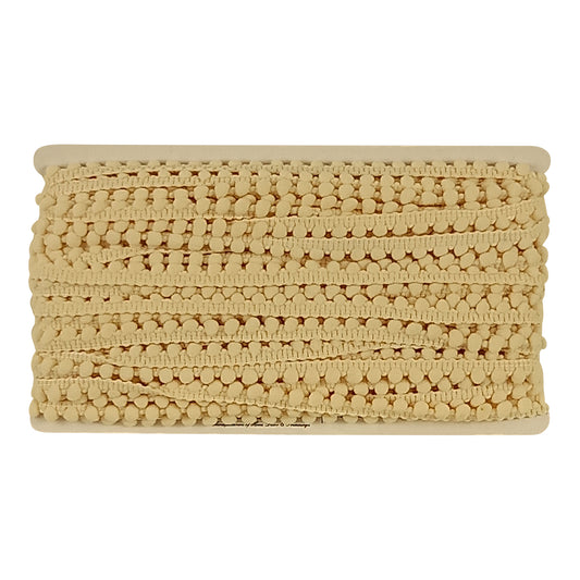 Belagio Enterprises Mini Pom-Pom Trim – Ivory – 1/4" Wide, 25-Yard Roll for Sewing, DIY Crafts & Home Décor