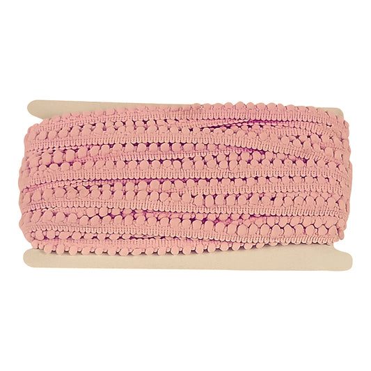 Belagio Enterprises Mini Pom-Pom Trim – Pink – 1/4" Wide, 25-Yard Roll for Sewing, DIY Crafts & Home Décor