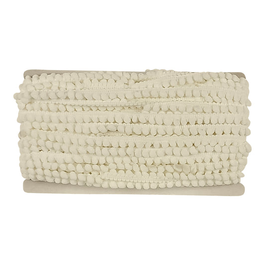 Belagio Enterprises Mini Pom-Pom Trim – White – 1/4" Wide, 25-Yard Roll for Sewing, DIY Crafts & Home Décor