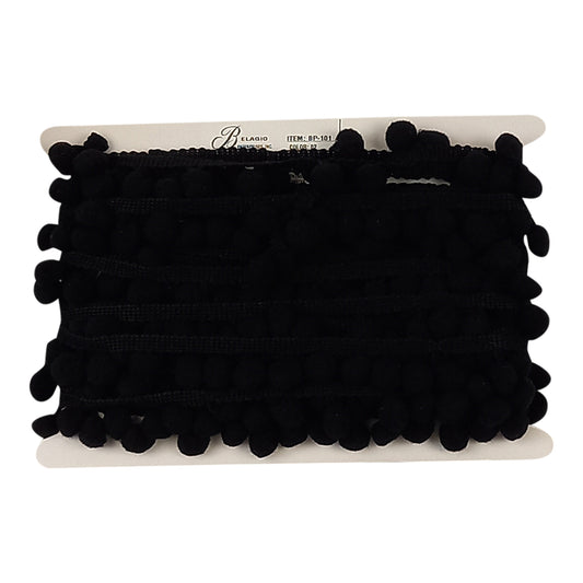 Belagio Enterprises  Pom-Pom Trim – Black – (5/8" Wide x 10-Yard Roll) for Sewing, DIY Crafts & Home Décor