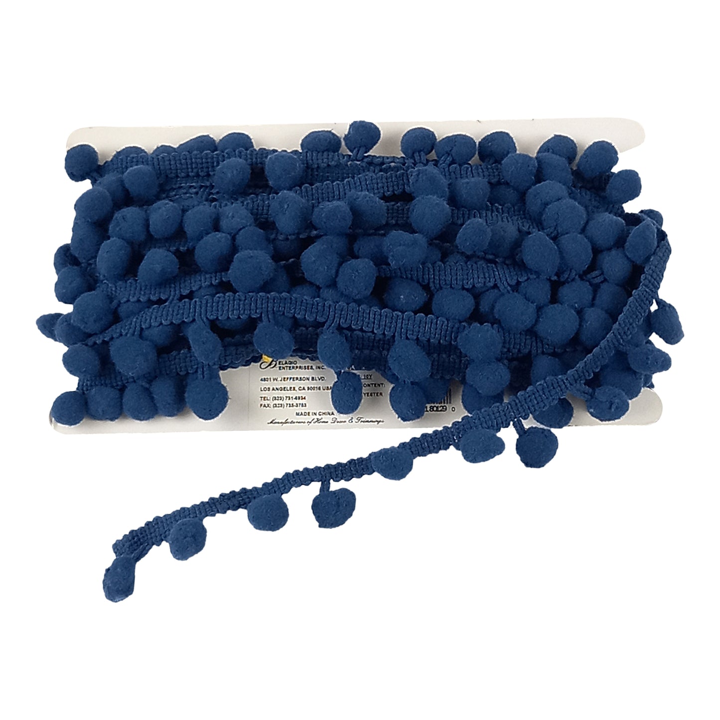 Belagio Enterprises  Pom-Pom Trim – Navy Blue – (5/8" Wide x 10-Yard Roll) for Sewing, DIY Crafts & Home Décor