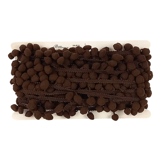 Belagio Enterprises  Pom-Pom Trim – Brown – (5/8" Wide x 10-Yard Roll) for Sewing, DIY Crafts & Home Décor