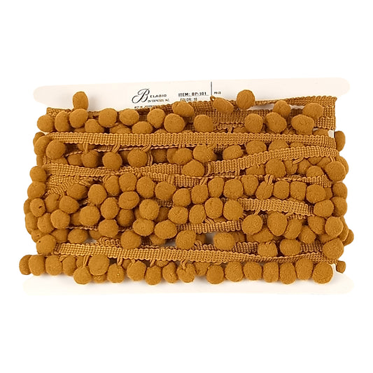 Belagio Enterprises  Pom-Pom Trim – Gold – (5/8" Wide x 10-Yard Roll) for Sewing, DIY Crafts & Home Décor