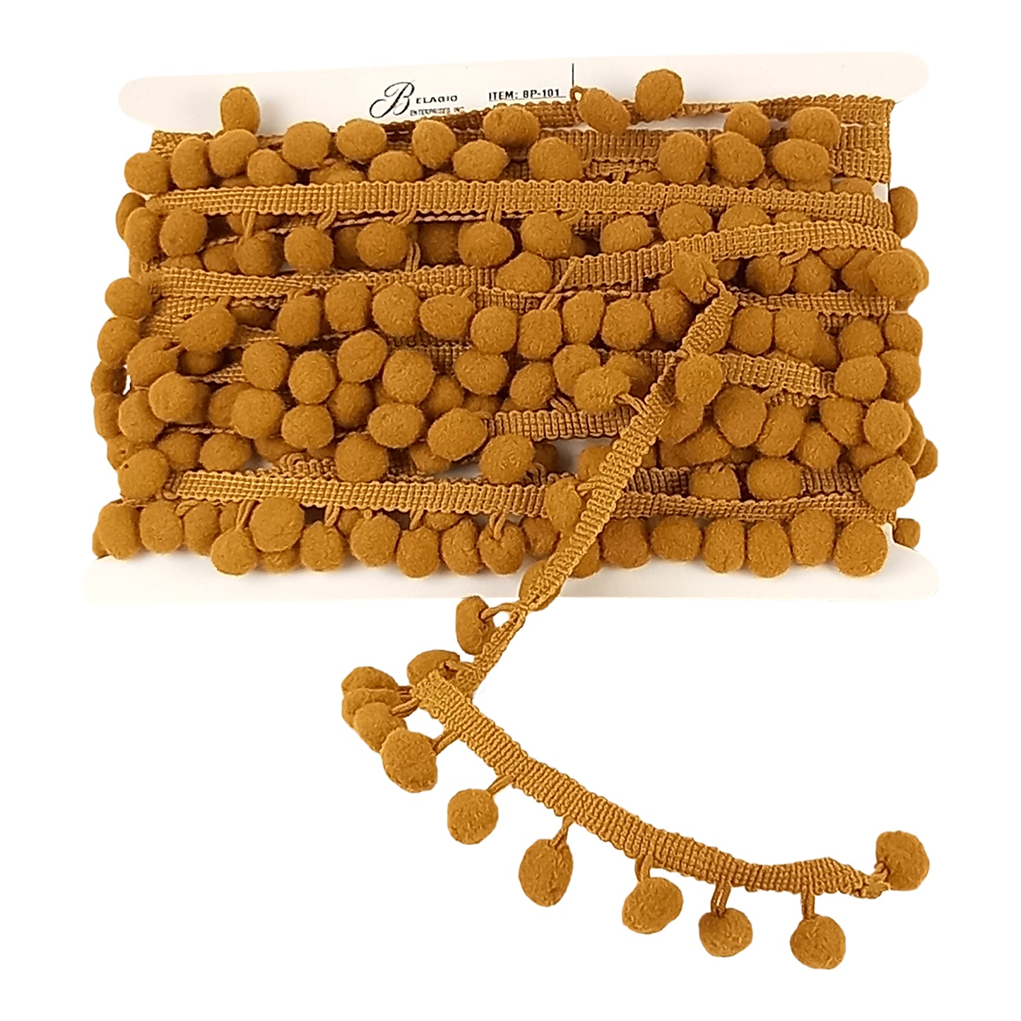 Belagio Enterprises  Pom-Pom Trim – Gold – (5/8" Wide x 10-Yard Roll) for Sewing, DIY Crafts & Home Décor