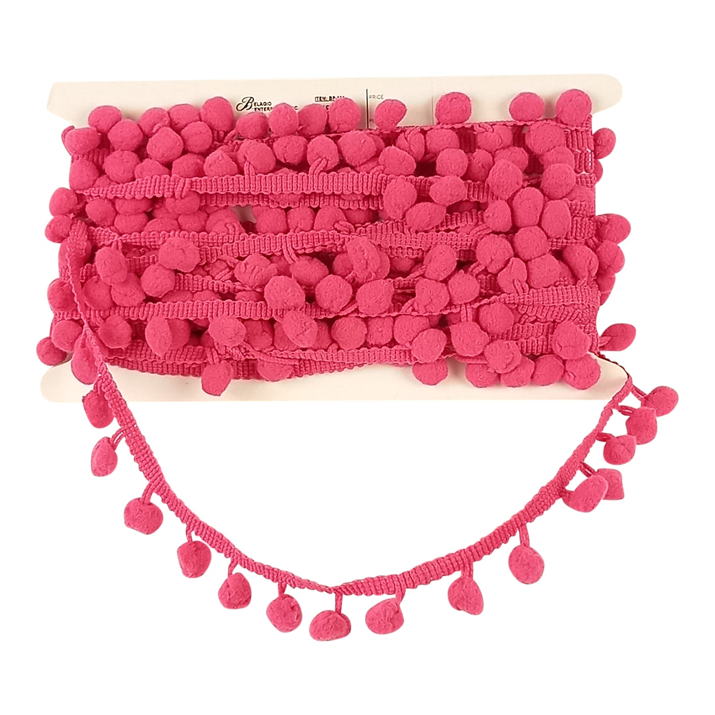 Belagio Enterprises  Pom-Pom Trim – Hot Pink – (5/8" Wide x 10-Yard Roll) for Sewing, DIY Crafts & Home Décor
