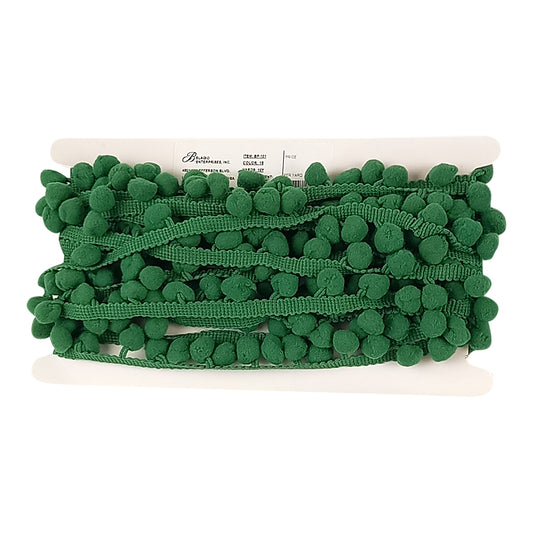 Belagio Enterprises  Pom-Pom Trim – Emerald Green – (5/8" Wide x 10-Yard Roll) for Sewing, DIY Crafts & Home Décor