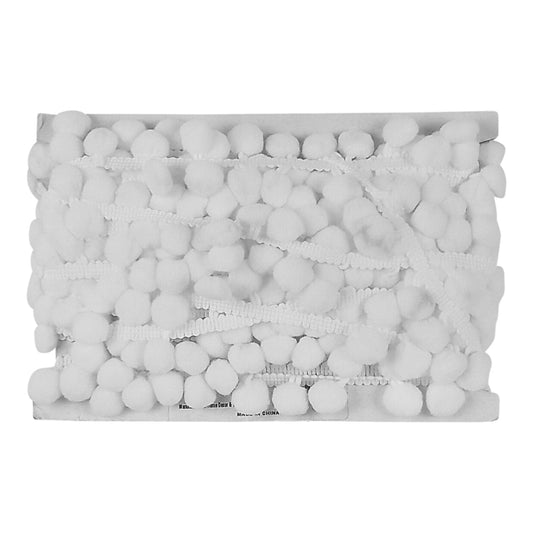 Belagio Enterprises  Pom-Pom Trim – White – (5/8" Wide x 10-Yard Roll) for Sewing, DIY Crafts & Home Décor