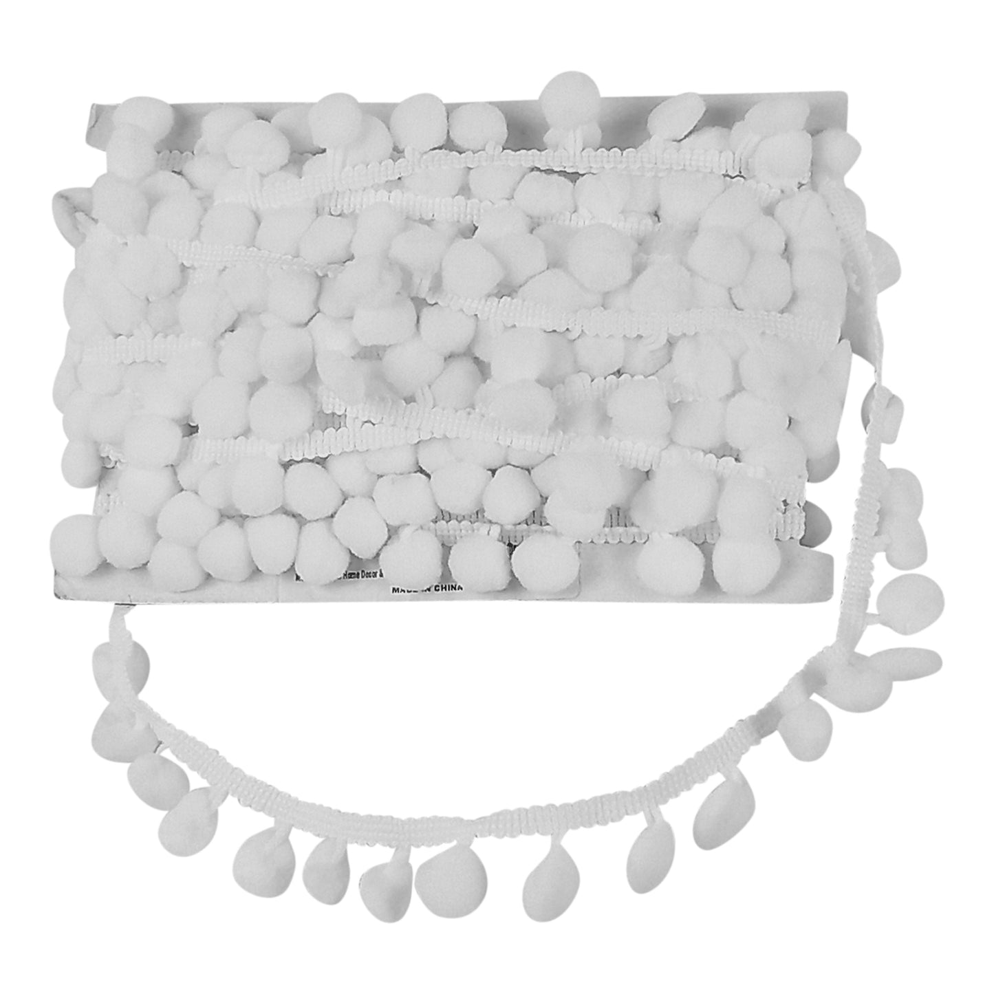 Belagio Enterprises  Pom-Pom Trim – White – (5/8" Wide x 10-Yard Roll) for Sewing, DIY Crafts & Home Décor