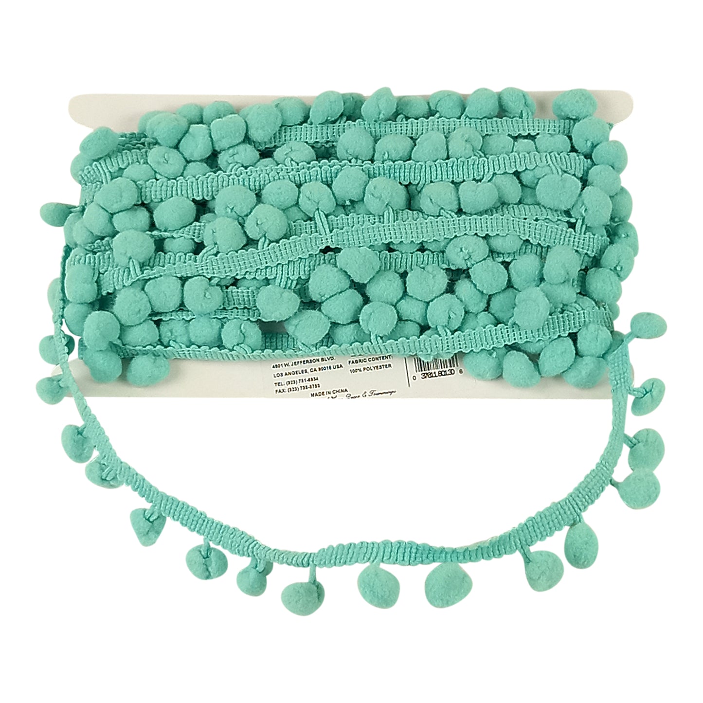 Belagio Enterprises  Pom-Pom Trim – Turquoise – (5/8" Wide x 10-Yard Roll) for Sewing, DIY Crafts & Home Décor