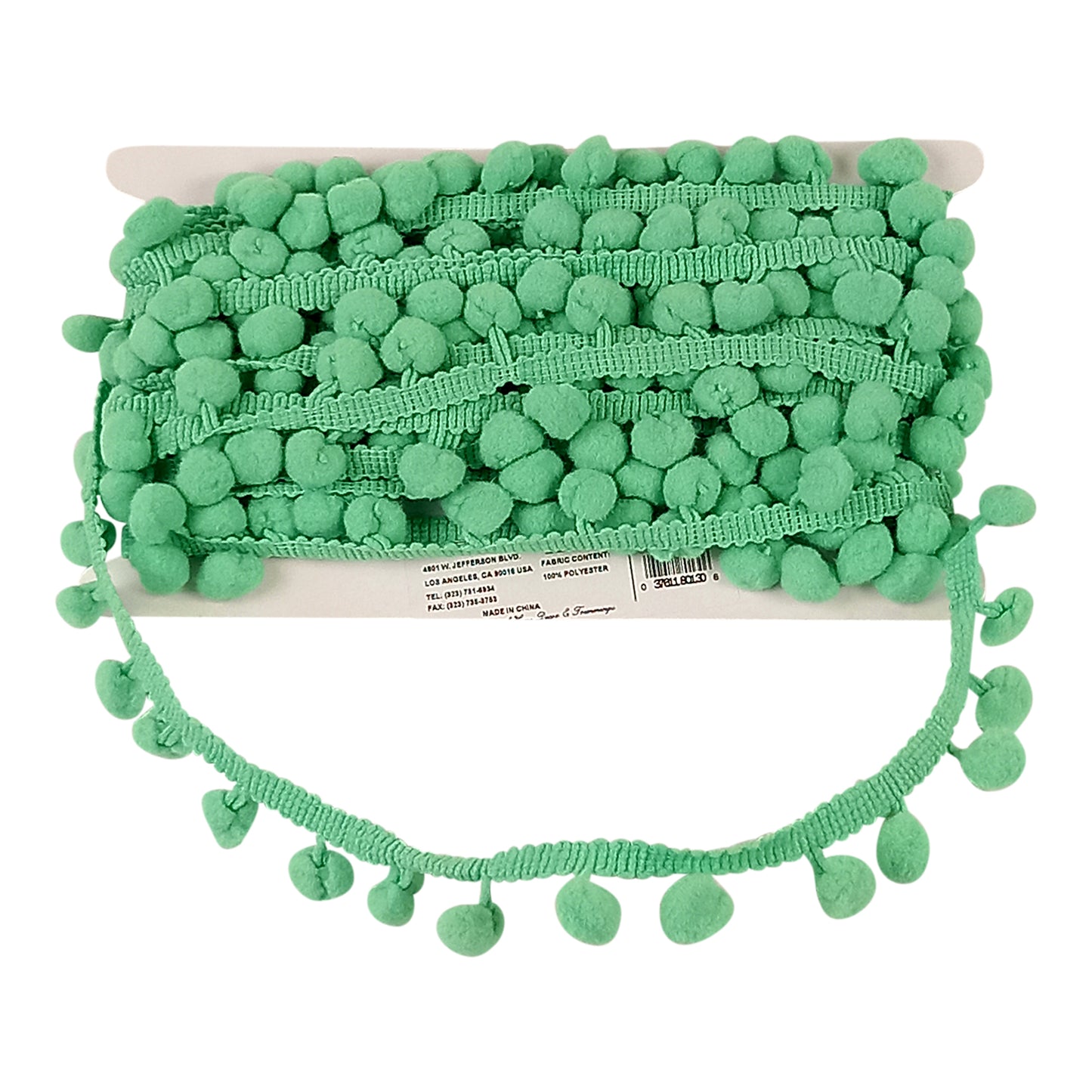 Belagio Enterprises  Pom-Pom Trim – Celadon Green – (5/8" Wide x 10-Yard Roll) for Sewing, DIY Crafts & Home Décor