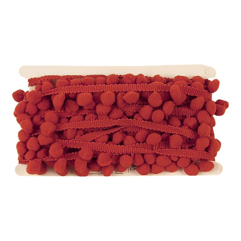 Belagio Enterprises  Pom-Pom Trim – Brick Red – (5/8" Wide x 10-Yard Roll) for Sewing, DIY Crafts & Home Décor