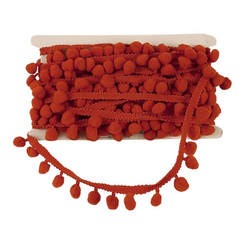 Belagio Enterprises  Pom-Pom Trim – Brick Red – (5/8" Wide x 10-Yard Roll) for Sewing, DIY Crafts & Home Décor