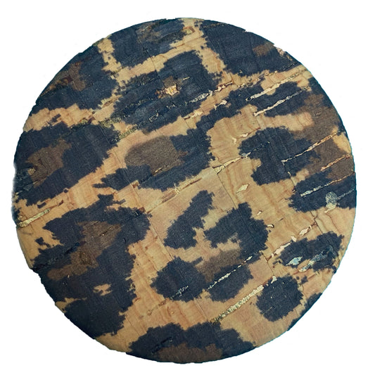 Belagio Enterprises 3pcs 2-inch Leopard Print Cork Buttons – Decorative Natural Wood-Style Fasteners for Sewing & Crafts (1pc per Card | 3 Cards per Order)