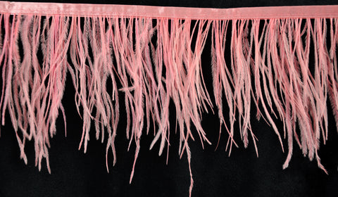 10 YDS - Ostrich Feather Trim 6 Inch Long in Coral - B-1139-08