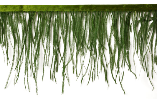 10 YDS - Ostrich Feather Trim 6 Inch Long in Olive - B-1139-36