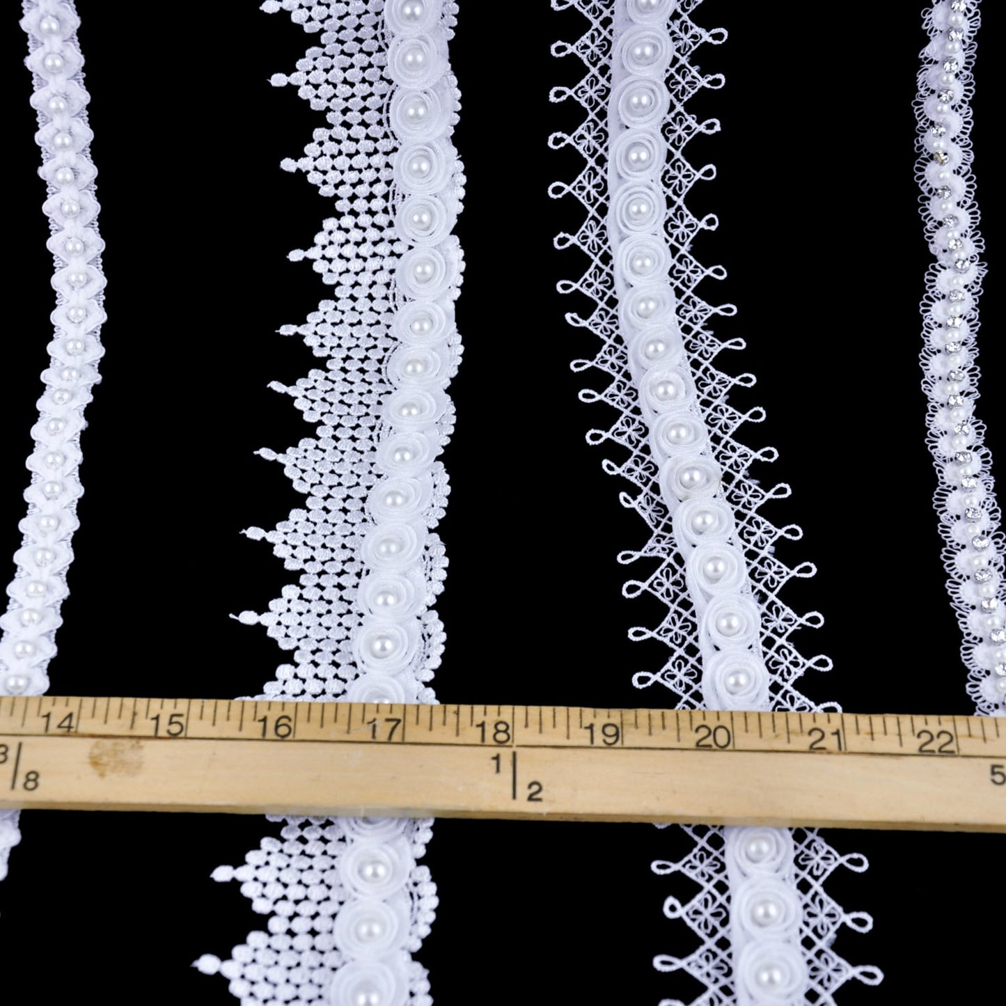 Venice Lace Trim with Pearl - 1/2" Width (10 YDS)-BPV-303