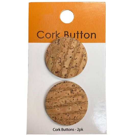 Cork Buttons 1 Inch Small - Two Per Card - 75PK Case