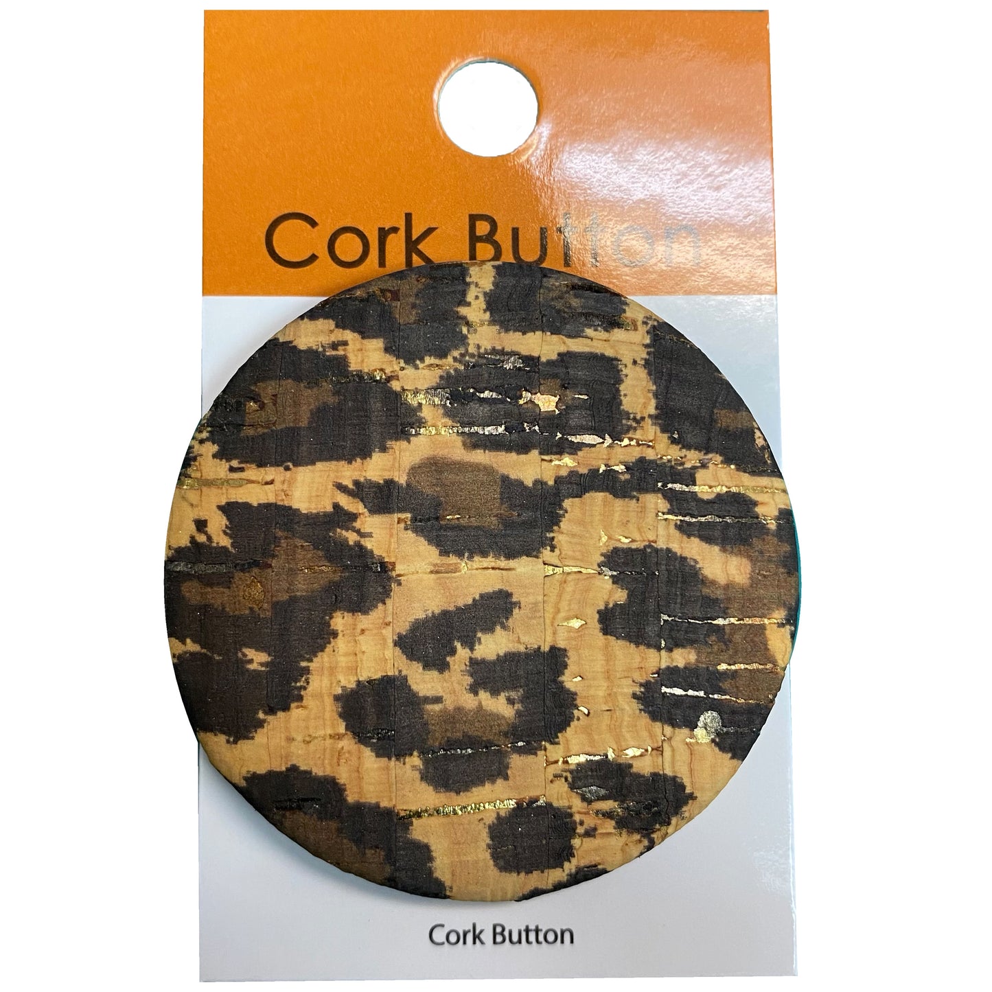Cork Button (Leopard Print) - 2 Inch Large - BCB-1015L (One Piece Card)