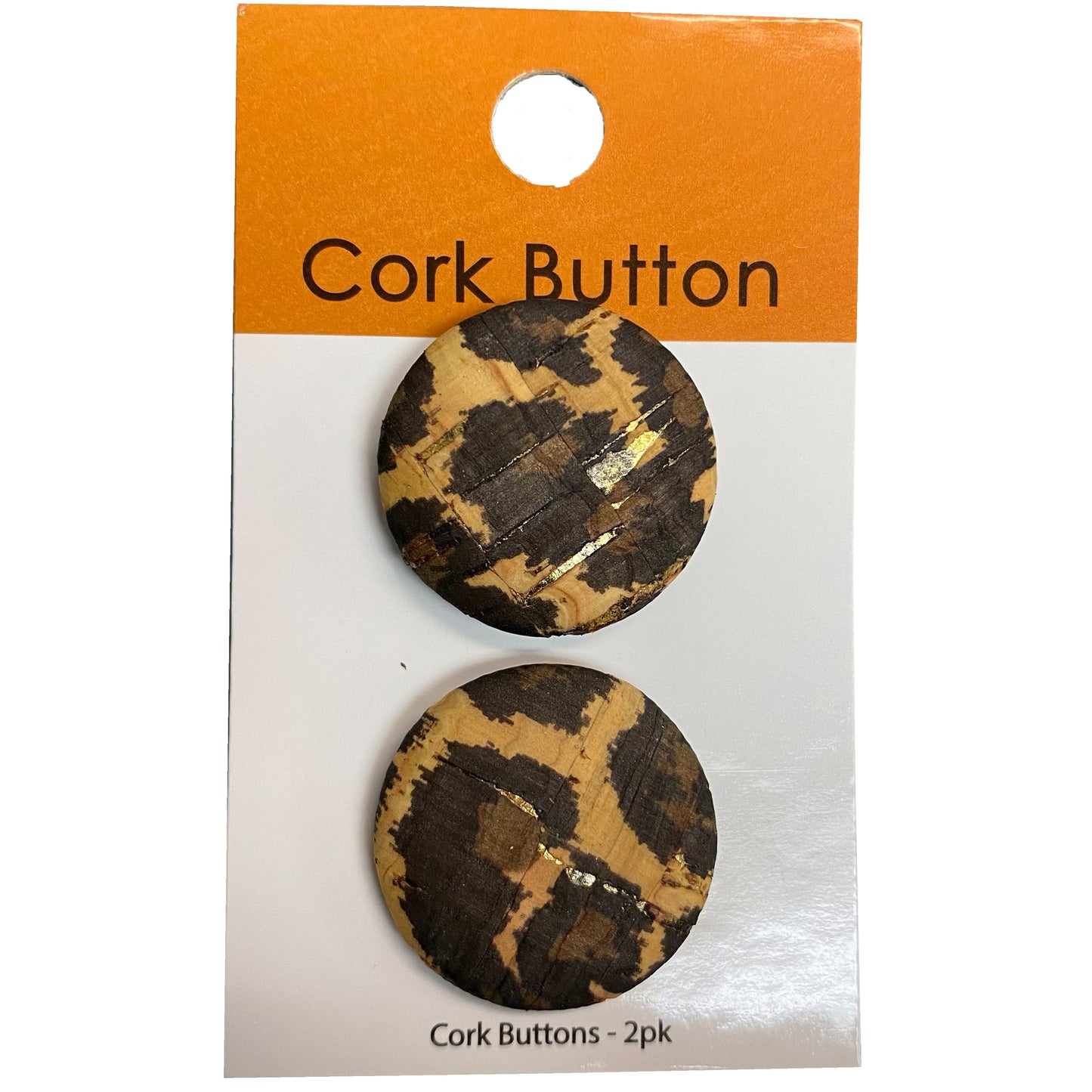 Cork Button (Leopard Print) -  1 Inch Small - BCB-1015S (Two Piece Card)