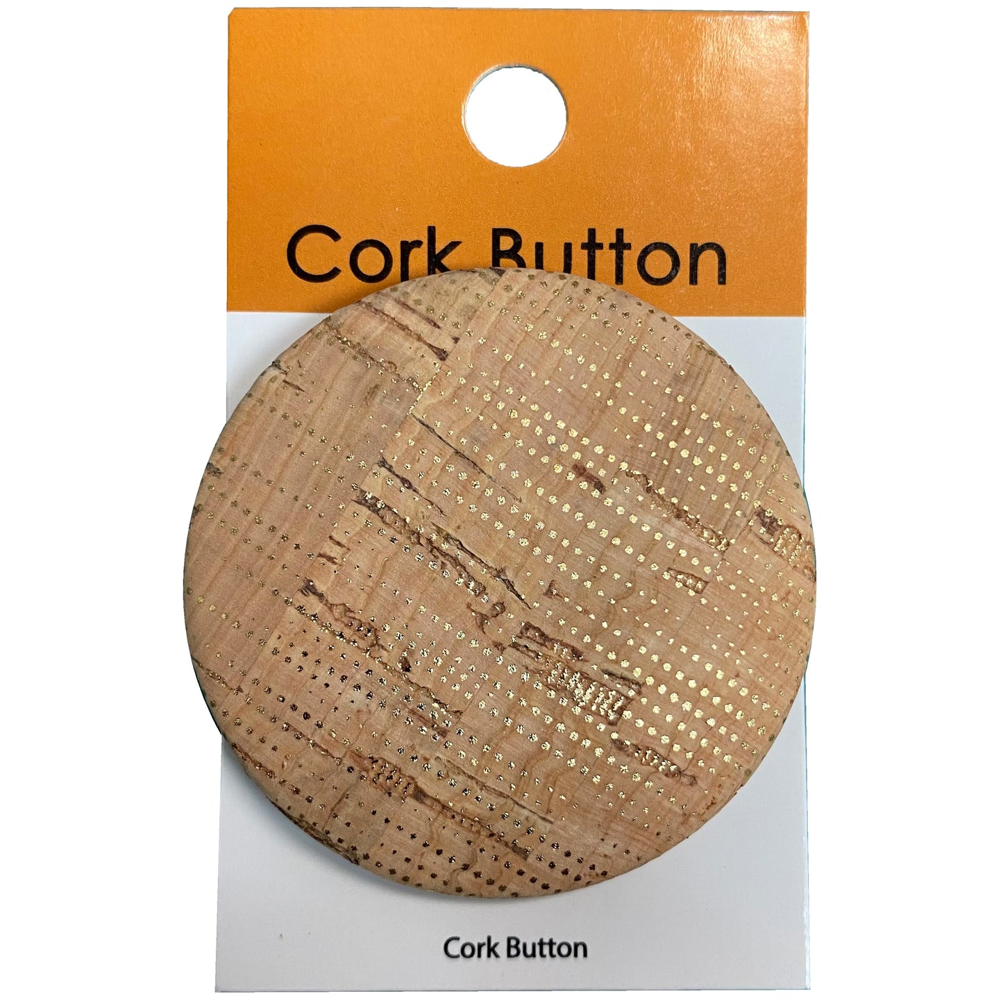 Cork Button (Natural/Gold 95) - 2 Inch Large - BCB-95L (One Piece Card)