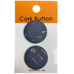 Cork Buttons 1 Inch Small - Blue Two Piece Card BCB-98-04S