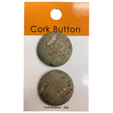 Cork Buttons 1 Inch Small - Green Two Piece Card BCB-98-36S