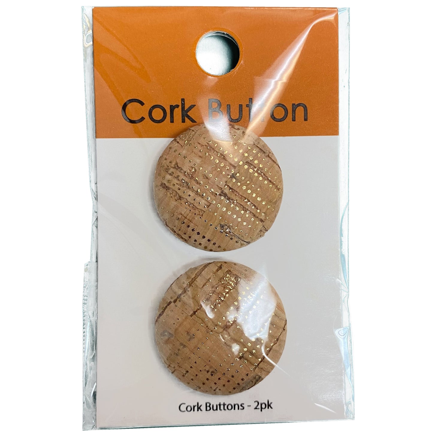 Cork Button (Natural/Gold 95) - 1 Inch Small - BCB-95S ( Two Piece Card)