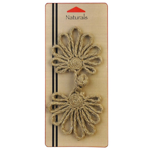 Belagio Enterprises - 6 1/2" x 3" Naturals Jute Frog Closure | Sewable Rustic Garment Fastener