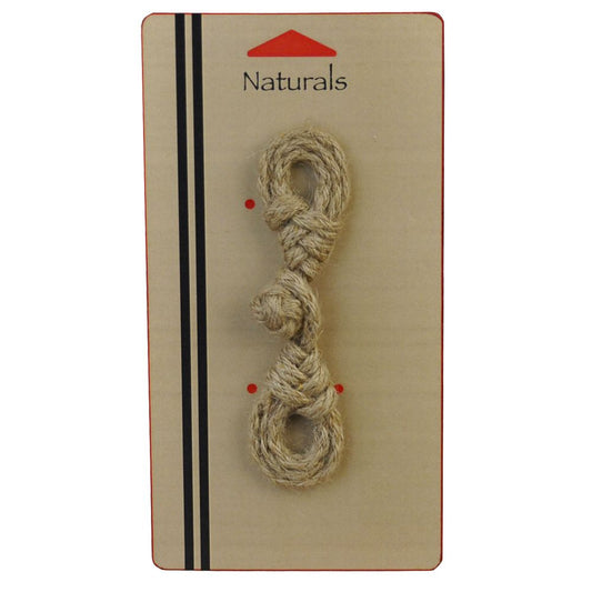 Belagio Enterprises - 4 1/2" x 1" Naturals Jute Frog Closure | Sewable Rustic Garment Fastener .