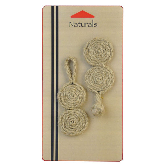 Belagio Enterprises - 6 " x 1" Naturals Jute Frog Closure | Sewable Rustic Garment Fastener .
