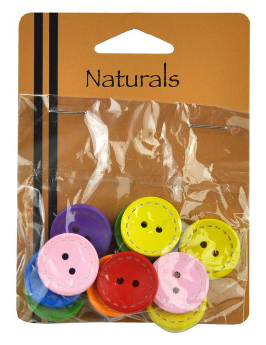 Painted Wooden Buttons - 12 Buttons Per Packet -BBA-4