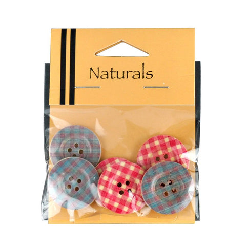 Painted Gingham Buttons - 6 Buttons Per Packet -BBA-50