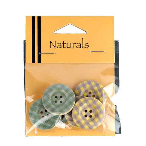 Painted Gingham Buttons - 6 Buttons Per Packet -BBA-51