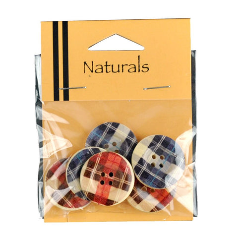 Painted Gingham Buttons - 6 Buttons Per Packet -BBA-53