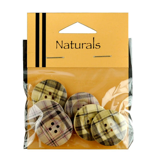Painted Gingham Buttons - 6 Buttons Per Packet -BBA-55