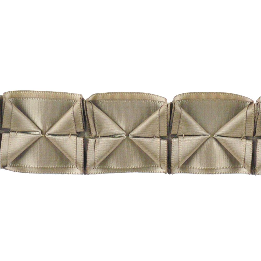 A 10-yard roll of 1 1/2 width box pleated ribbon in sable color.